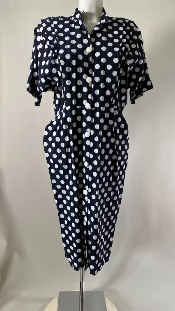 Robe fourreau noire à pois blancs